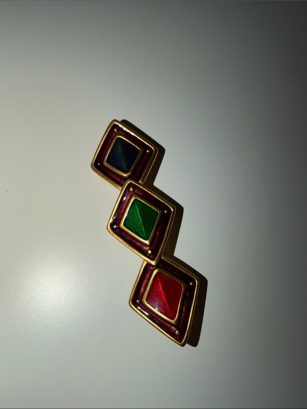 Vintage Signed Leslie Block Gold-Tone & Enamel Pin Brooch
